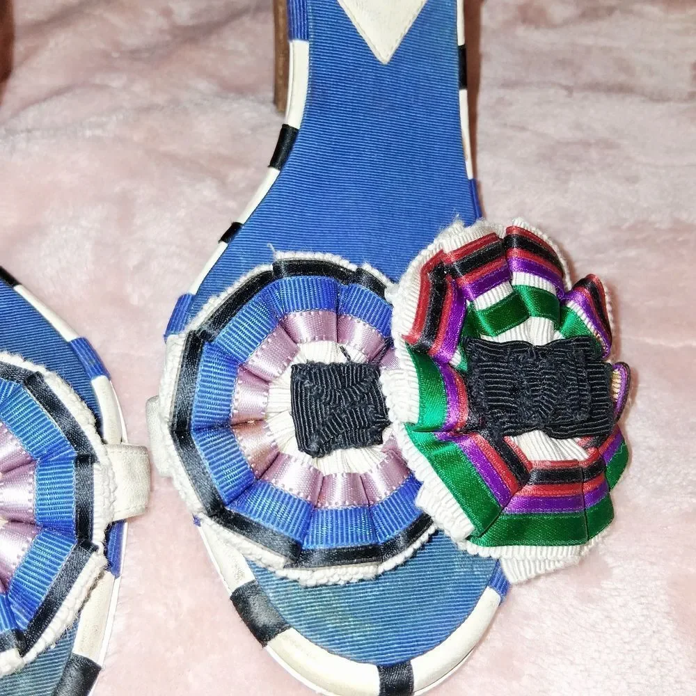 CHANEL Multi-Colored Summer Heels Size 38